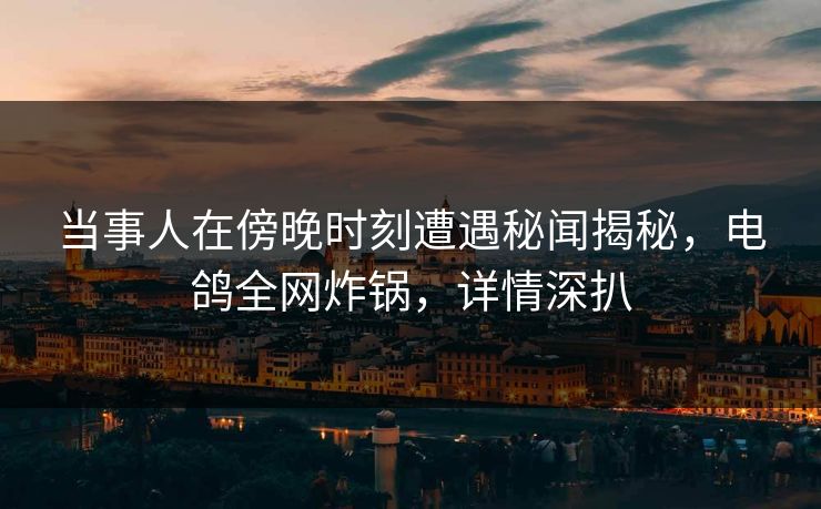 当事人在傍晚时刻遭遇秘闻揭秘，电鸽全网炸锅，详情深扒