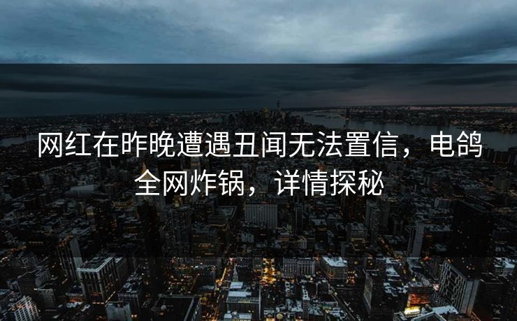 网红在昨晚遭遇丑闻无法置信，电鸽全网炸锅，详情探秘