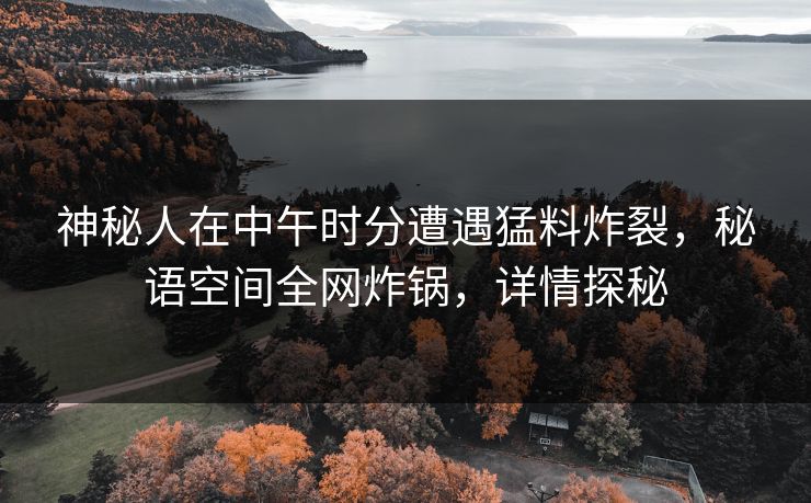 神秘人在中午时分遭遇猛料炸裂，秘语空间全网炸锅，详情探秘