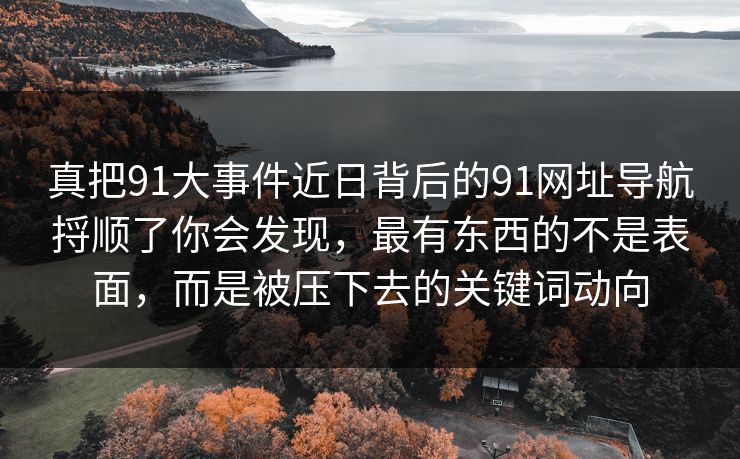 真把91大事件近日背后的91网址导航捋顺了你会发现，最有东西的不是表面，而是被压下去的关键词动向